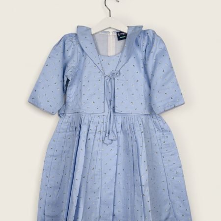 Sky Blue Coat Frock In Cotton/8-9 Years