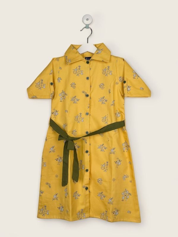 A-Line Yellow Floral Frock/8-9 Years