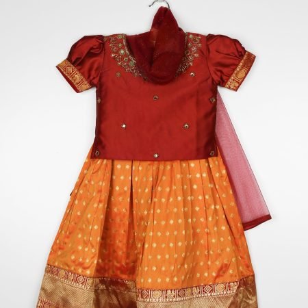 Pink And Orange Lehenga Choli Set With Dupatta /4_5Years