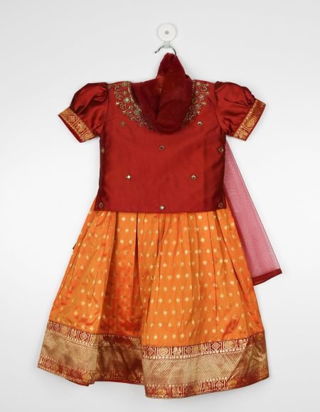 Pink And Orange Lehenga Choli Set With Dupatta /4_5Years