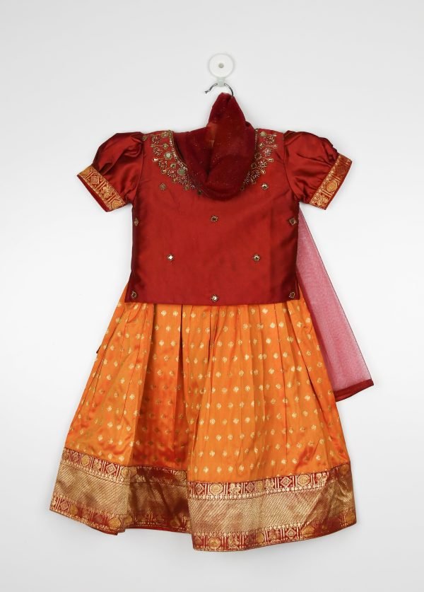 Pink And Orange Lehenga Choli Set With Dupatta /4_5Years