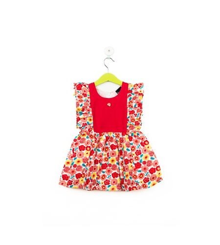 Red Floral Frill Frock/8_9 Years