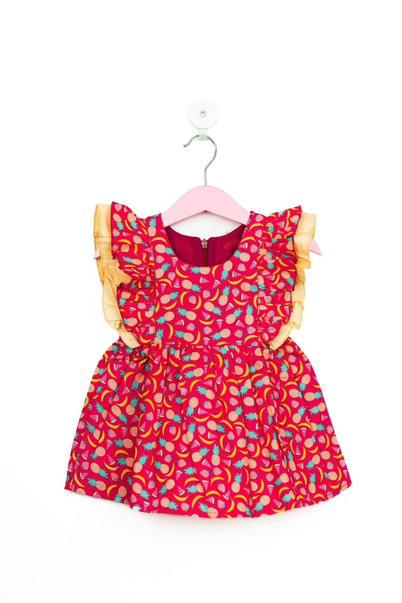 Pink Fruit Print Frock/3_4 Years