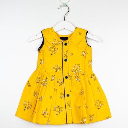 Yellow Floral Peter Pan Collar Frock/9_10 Years
