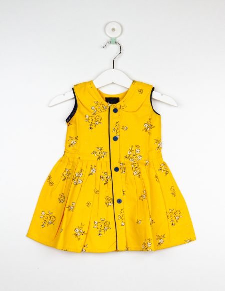 Yellow Floral Peter Pan Collar Frock/9_10 Years