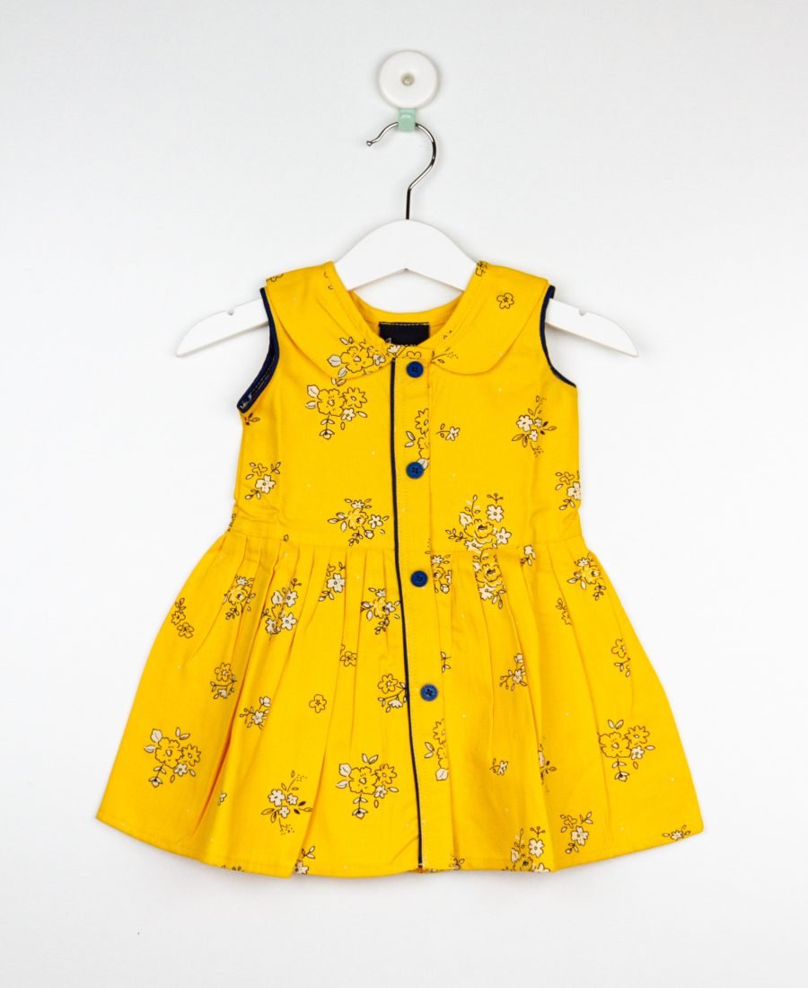 Yellow Floral Peter Pan Collar Frock/9_10 Years