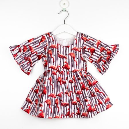 Flemingo Bell Sleeve Frock/0_6 Months