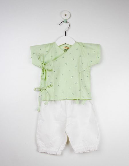 Littels Pista Cross Over Shirt And White Joggers / 6_12 Months