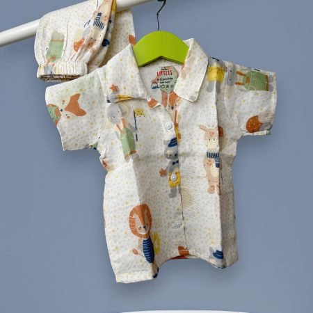Deer And Dots Night Suit-Muslin /6-12 Month