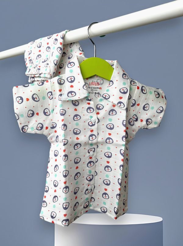 Penguin Face NIght Suit-Muslin /6-12 Month