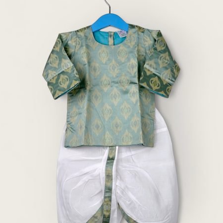Sea Blue-Kurtha & Dhothi Salwar ArtSilk Full Sleeve/1-2 Years