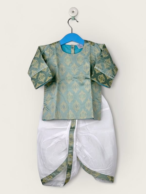 Sea Blue-Kurtha & Dhothi Salwar ArtSilk Full Sleeve/1-2 Years