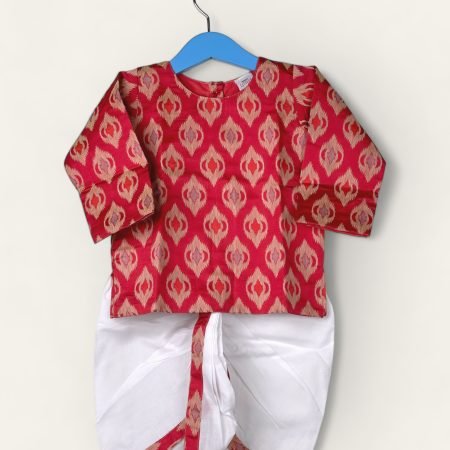 Petal Rose-Kurtha & Dhothi Salwar ArtSilk Full Sleeve/1-2 Years