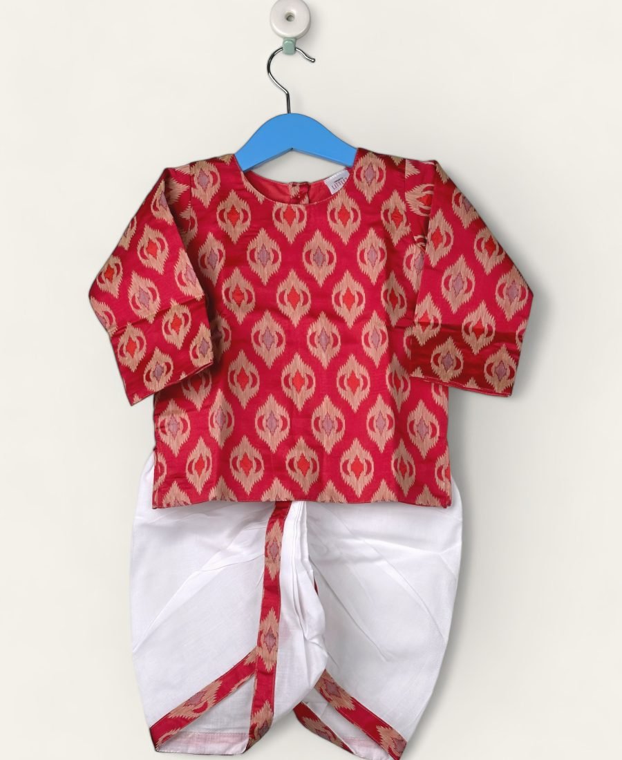 Petal Rose-Kurtha & Dhothi Salwar ArtSilk Full Sleeve/1-2 Years