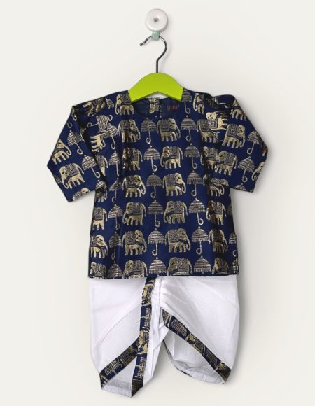 Elephant & Umbrella Print-Navy Blue/0-6 Month