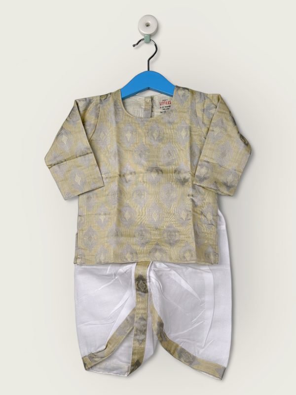 Sandal-Kurtha & Dhothi Salwar Artsilk Full Sleeve/6-12 Month