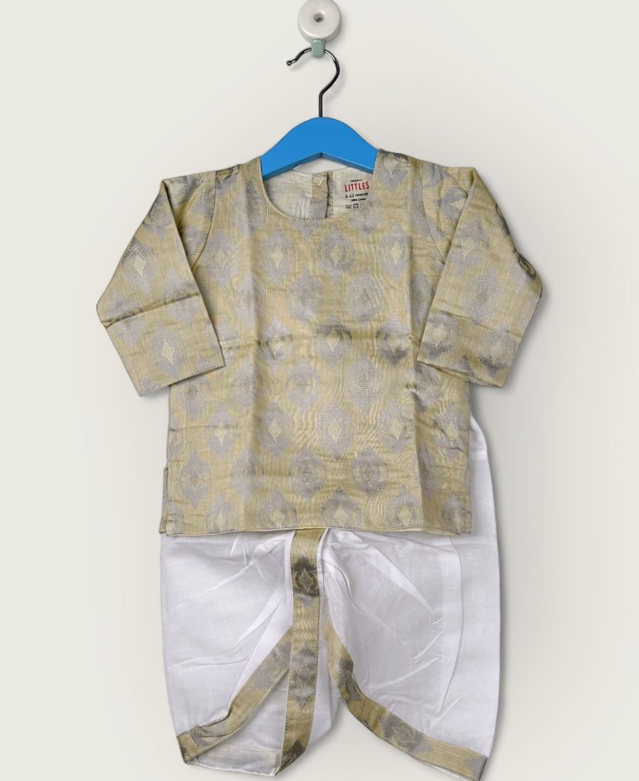 Sandal-Kurtha & Dhothi Salwar Artsilk Full Sleeve/6-12 Month