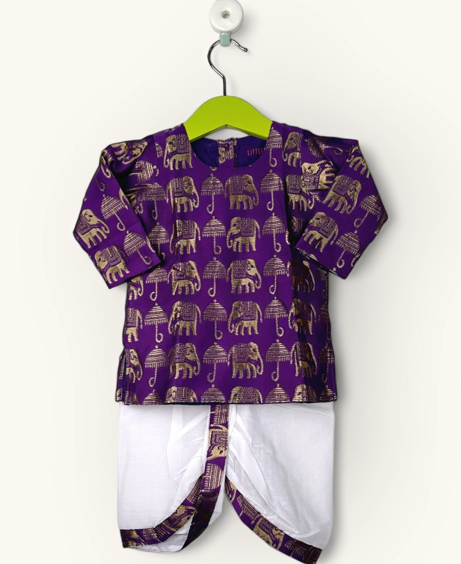 Elephant & Umbrella Print-Violet/0-6 Month