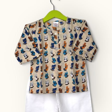 Kalamkari Print Kurtha And Pyjama (Normal Neck)/0-6 Month