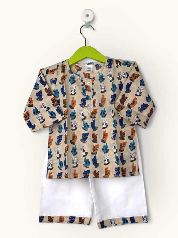 Kalamkari Print Kurtha And Pyjama (Normal Neck)/0-6 Month