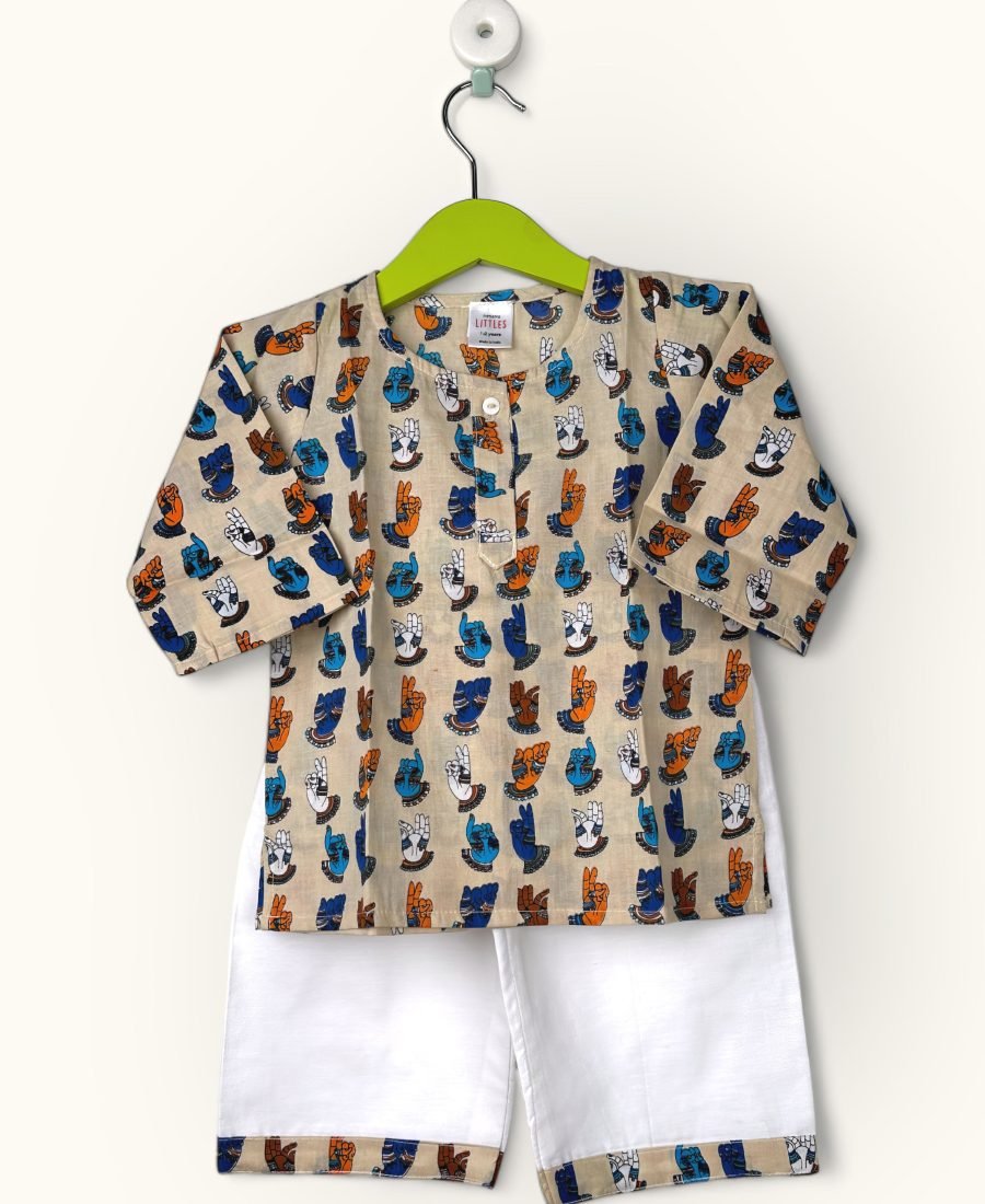 Kalamkari Print Kurtha And Pyjama (Normal Neck)/1-2 Years