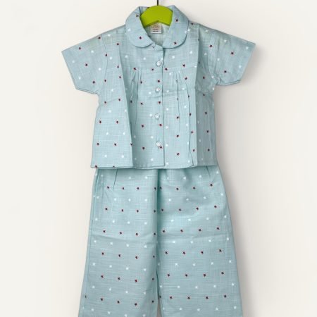 Cotton Star Print NightSuit/5-6 Years