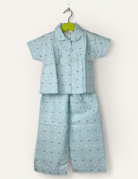 Cotton Star Print NightSuit/5-6 Years