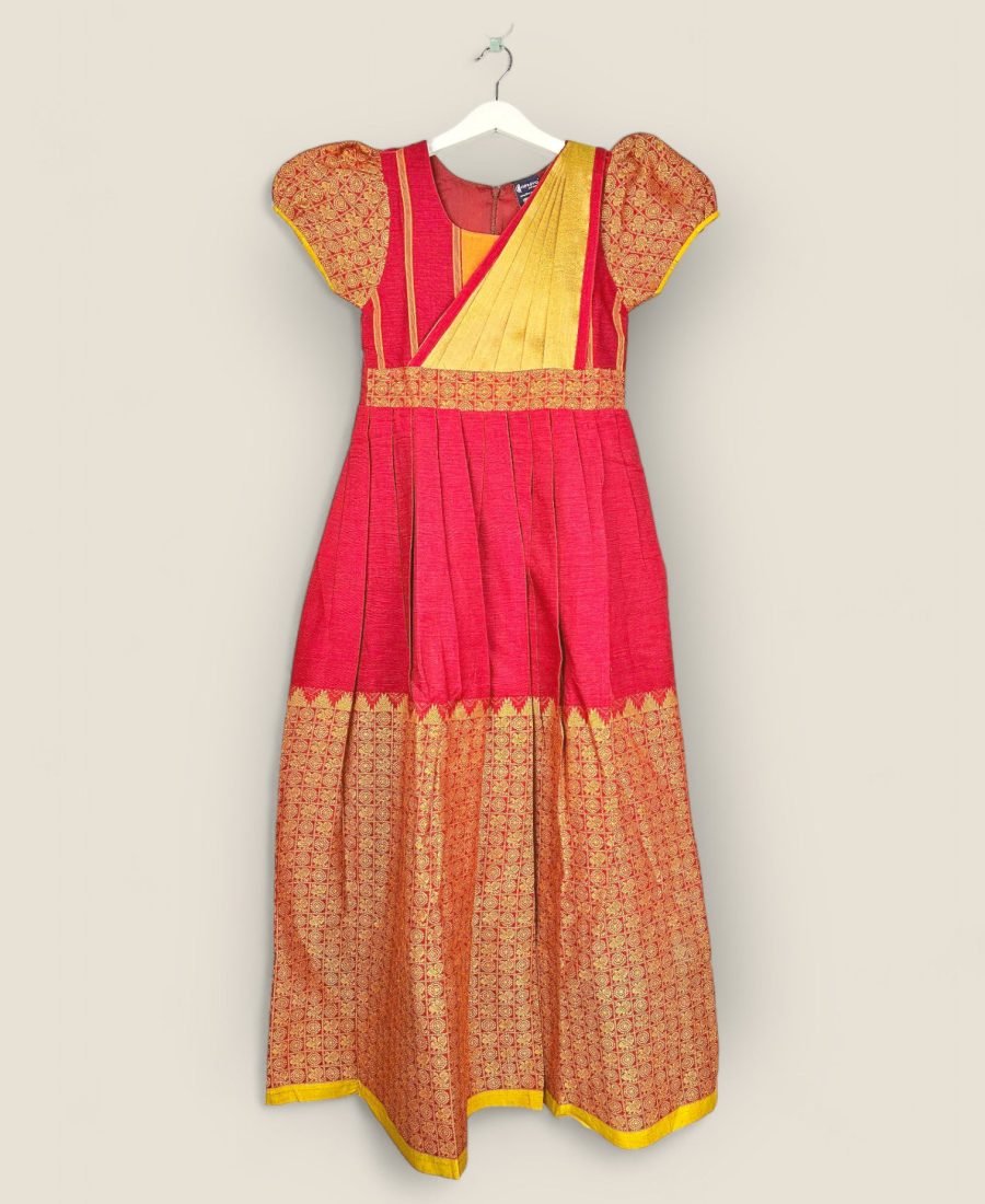 Annam And Flower Handloom Dhavani Model/8-9 Years