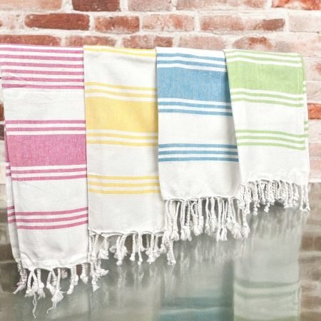 White/Green Striped Towel