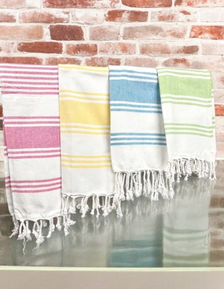 White/Green Striped Towel