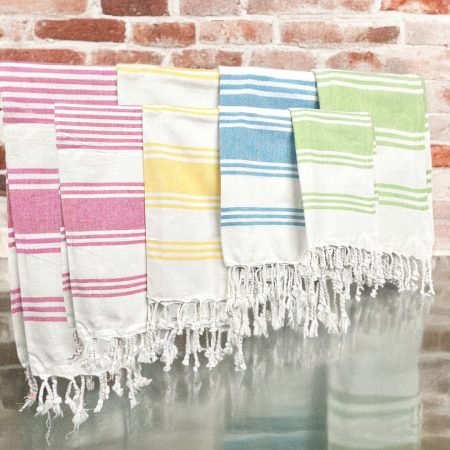 White/Pink Striped Towel