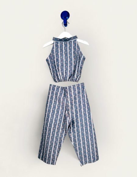 Halter Neck Grey Cotton Co-ord Set/4-5 Years