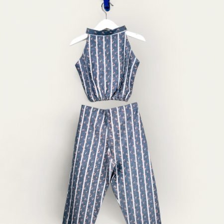 Halter Neck Grey Cotton Co-ord Set/8-9 Years