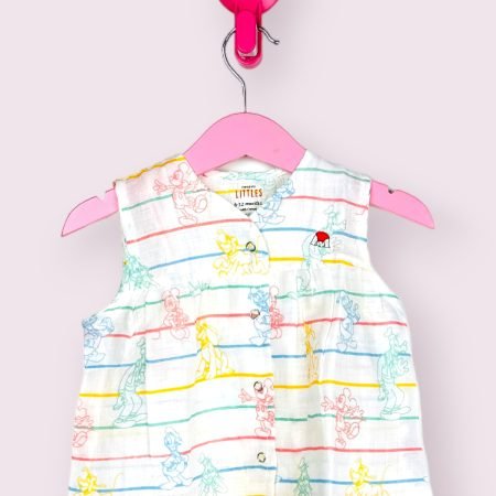 Mickey Mouse Multi Colour Front Yoke Frock/6-12 Month