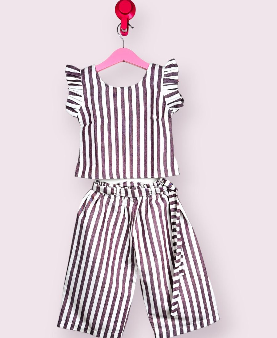 Lavender Stripe Cotton Co-ord Set/7-8 Years