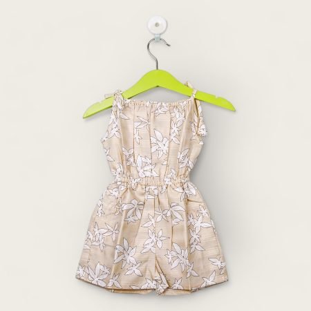 Tie Up Baby JumpSuit Biscuit Floral /0_6 Months