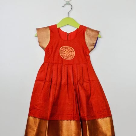 Megenta Art Silk Gown With Royal Blue Coat / 0_6 Months