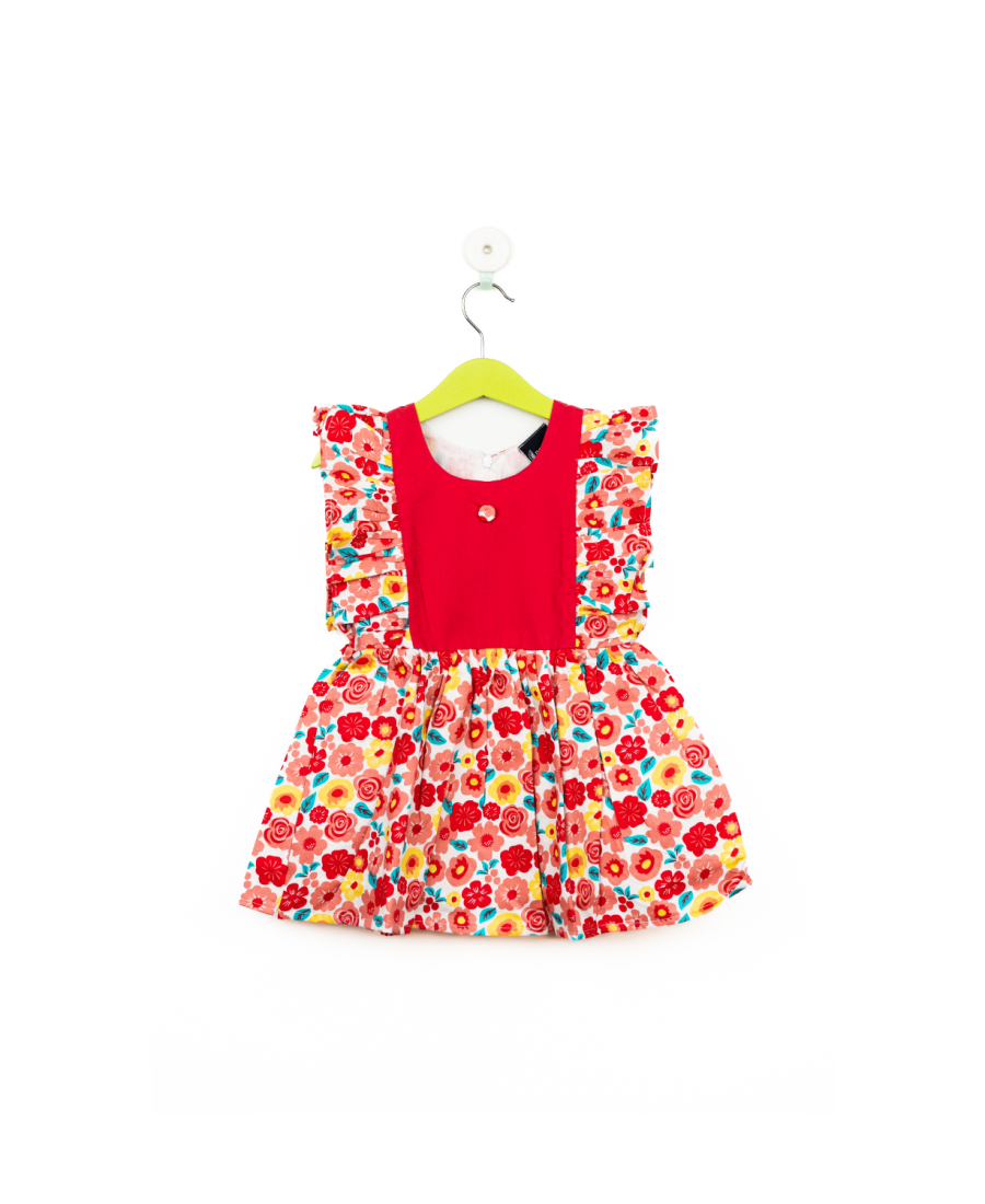 Red Floral Frill Frock/2_3 Years