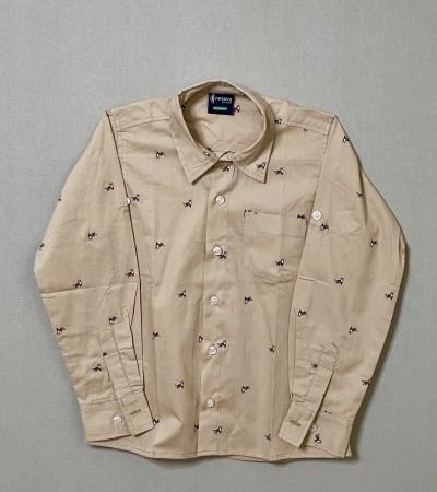 Biege Cotton Shirt with Fox Print / 10 -11  year