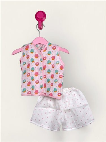 Muslin Jabla Sleeveless -Normal Shorts/0-6 Month