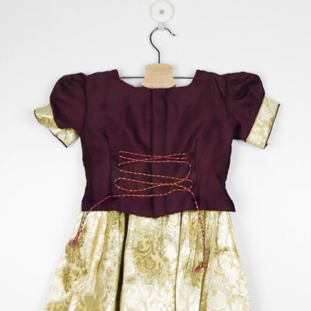 Wine And Gold Lehenga Choli Set With Dupatta /2_3 Years