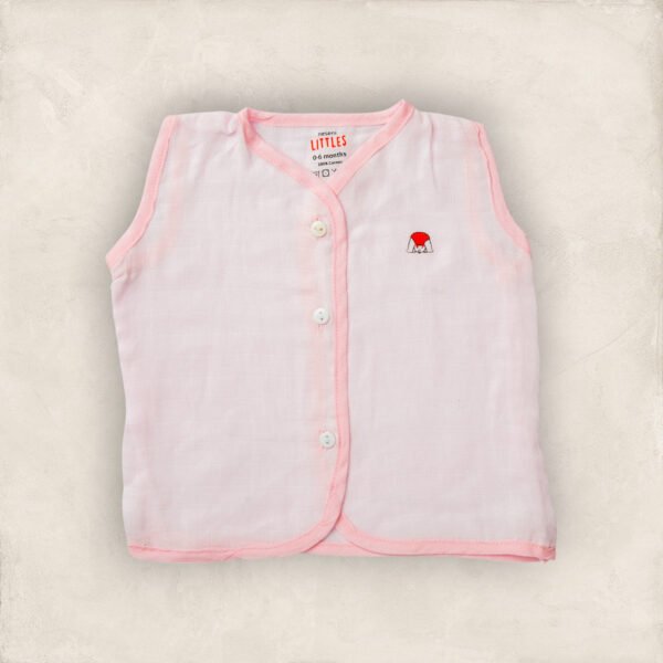 Muslin Jabla  Pink Sleeveless/0-6 Months