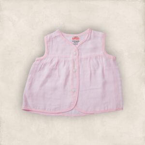 Muslin Jabla Pink Yoke Frock-Front Open /0-6 Months