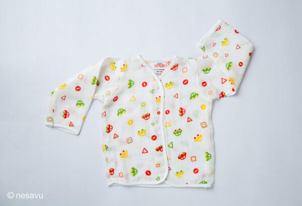 Muslin Jabla White car Full Sleeve/0-6 Months