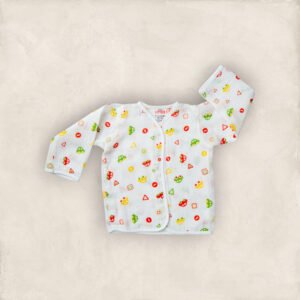 Muslin Jabla  White Car Yoke Fullsleeve/0-6 Months