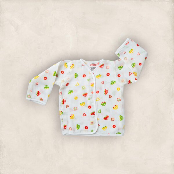 Muslin Jabla  White Car Yoke Fullsleeve/0-6 Months