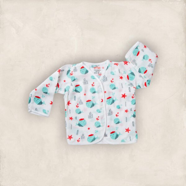Muslin Jabla  White Whale Full Sleeve/0-6 Months