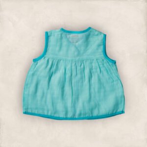 Muslin Jabla Blue Set Yoke Frock-Front Open Set of 2/0_6 Months