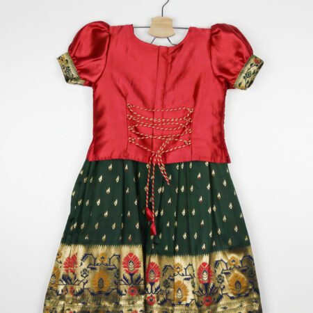 Pink And Green Lehenga Choli Set With Dupatta/6_7 Years