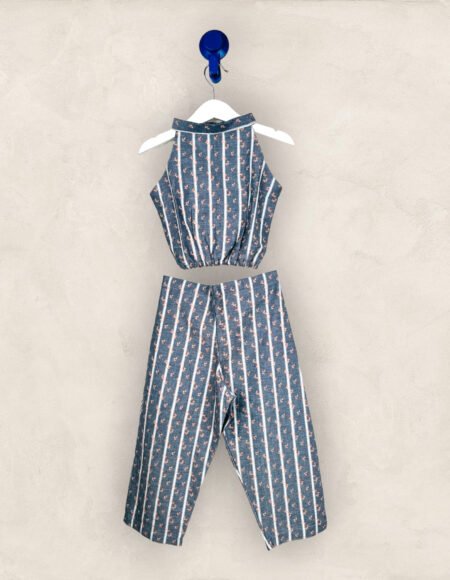 Halter Neck Grey Cotton Co-ord Set/8-9 Years